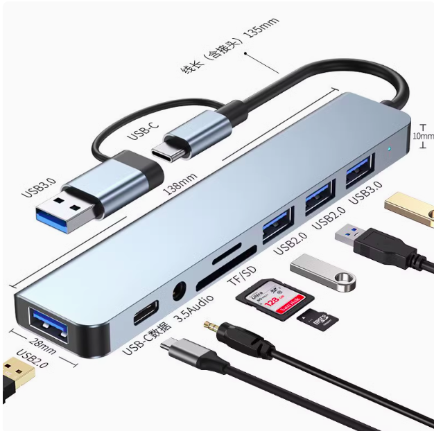 USB-C Adapter 8 en 1 : Polyvalence et Performance Réunies